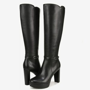 NEW! Naturalizer Black Leather Fenna Tall Platform Dress Boots - Size 6.5M